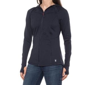 Spyder Long Sleeve full zip hooded yoga jacket Navy EUC S